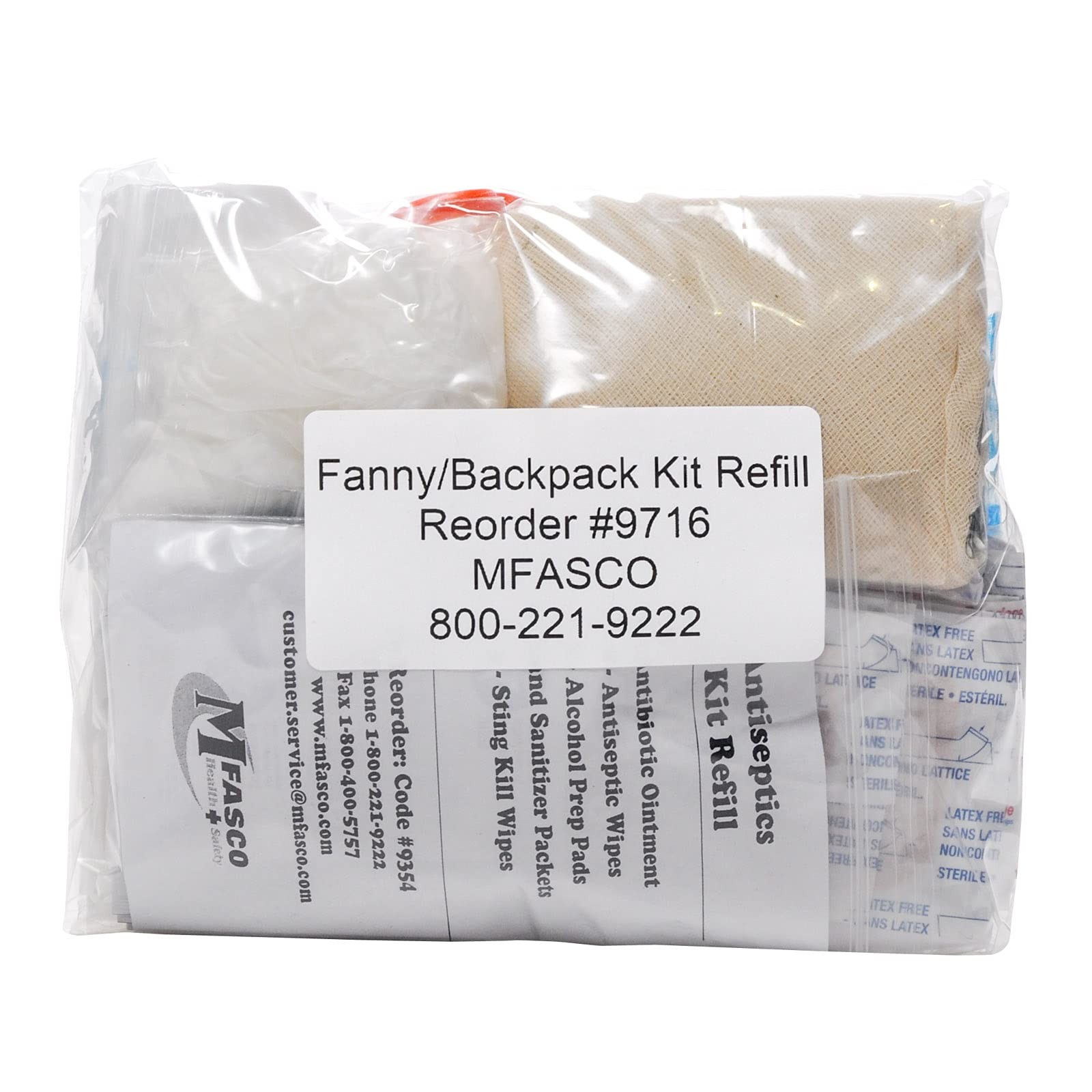 MFASCO First Aid Kit Refill – Basic Supplies for Fanny Packs, Red