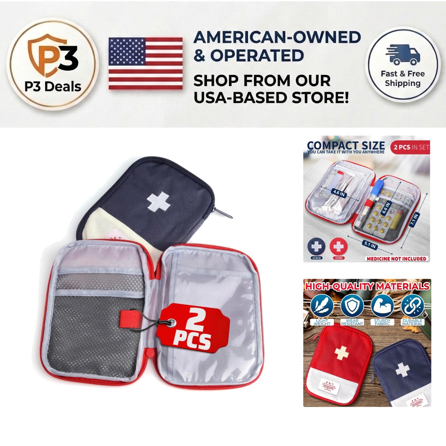 Dual Color Travel Medical Bags – Lightweight & Multi-Compartment Design