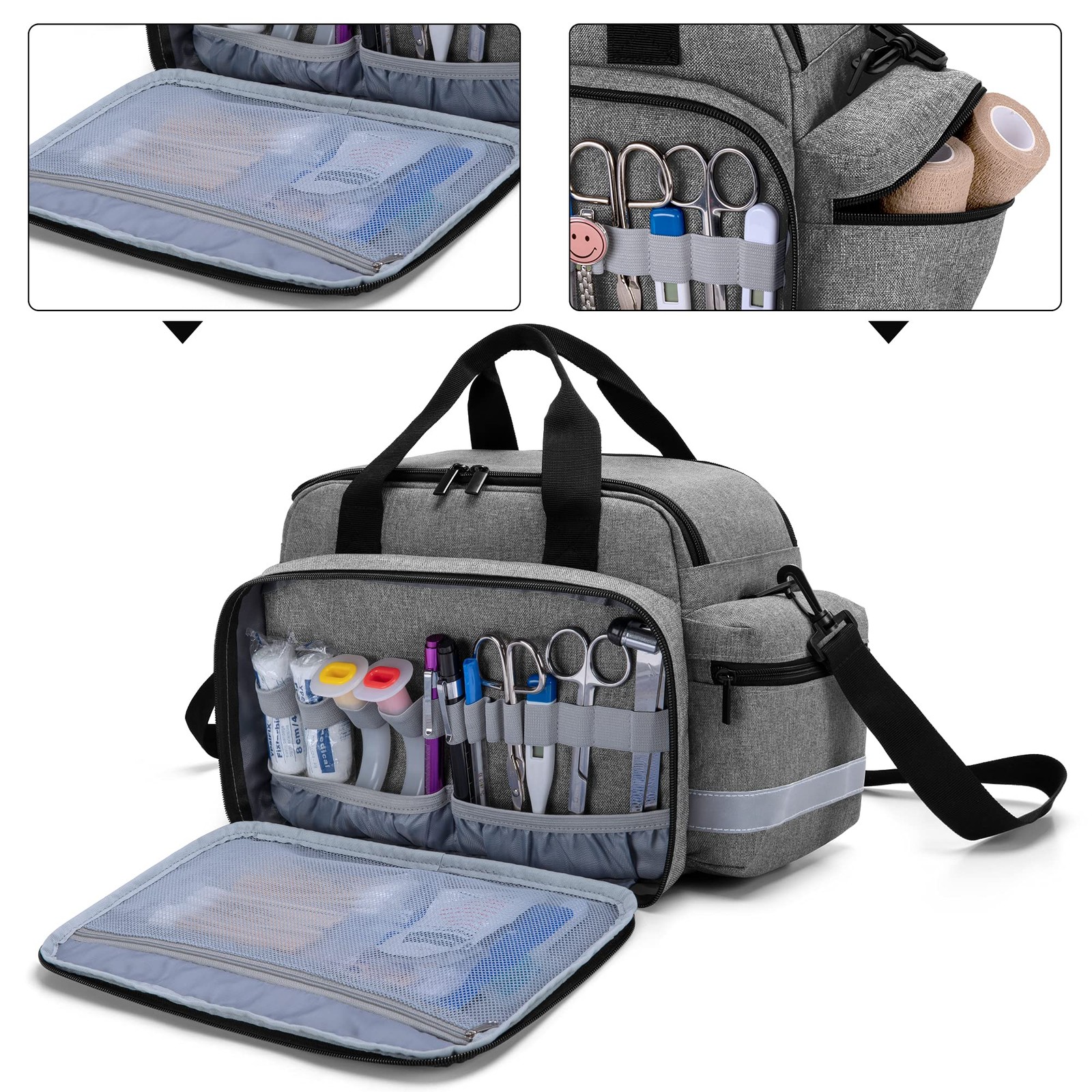 Trunab Home Health Nurse Bag Medical 30,5 x 17,8 x 25,4 centimètres, Grey