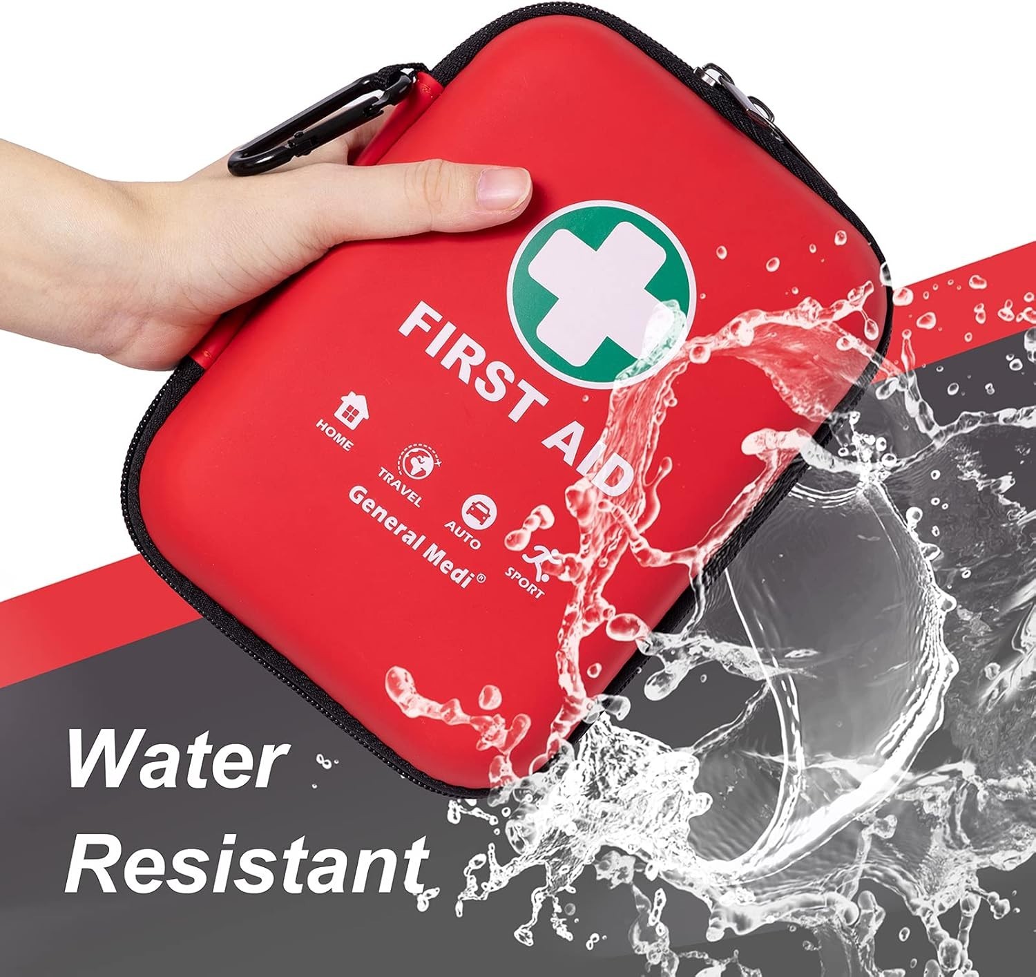 General Medi First Aid Kit – 170 Pieces Hard Case and Lightweight – Great Red