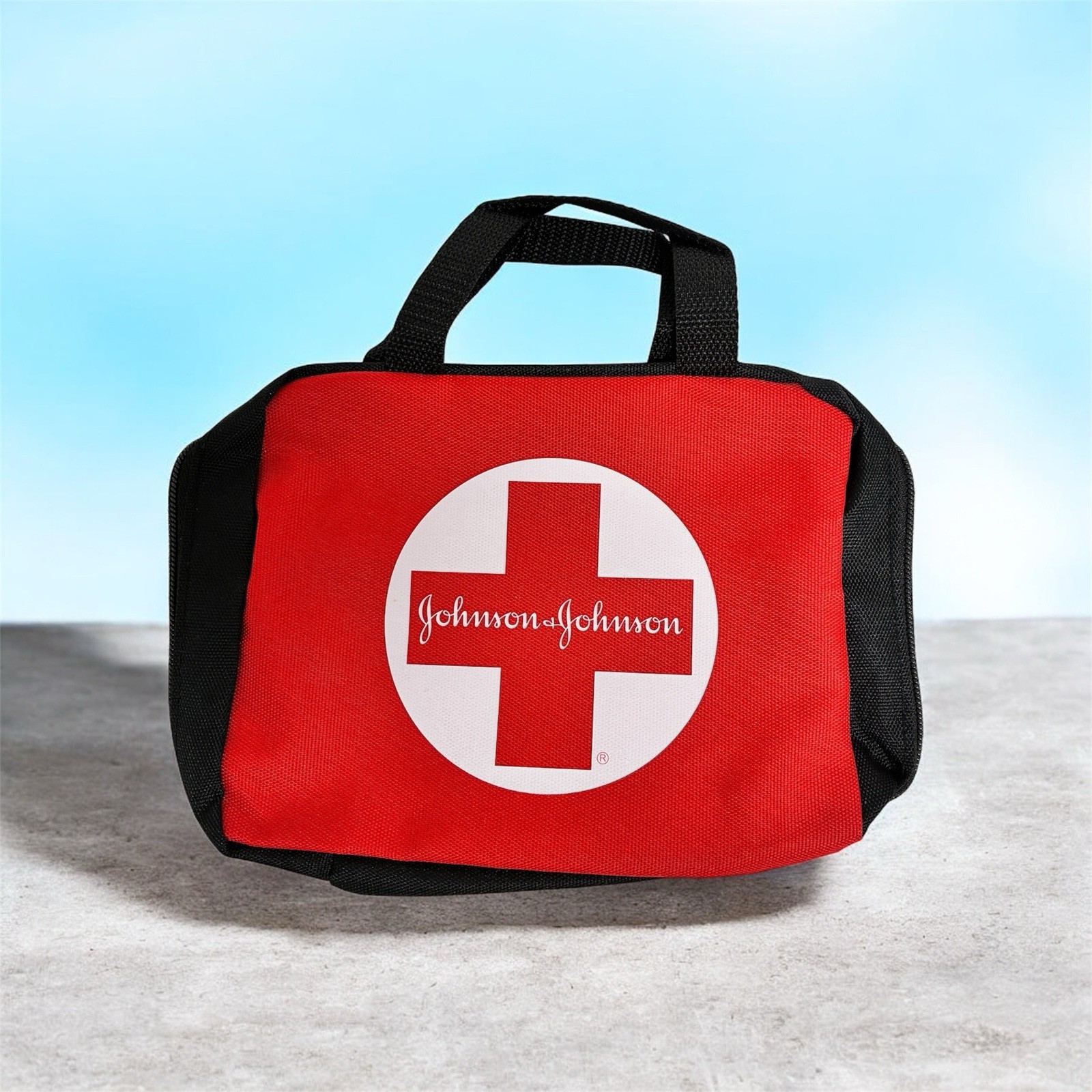 First Aid Kit BAG EMPTY Case Zipper Pouch RED BLACK Johnson and Johnson | NEW