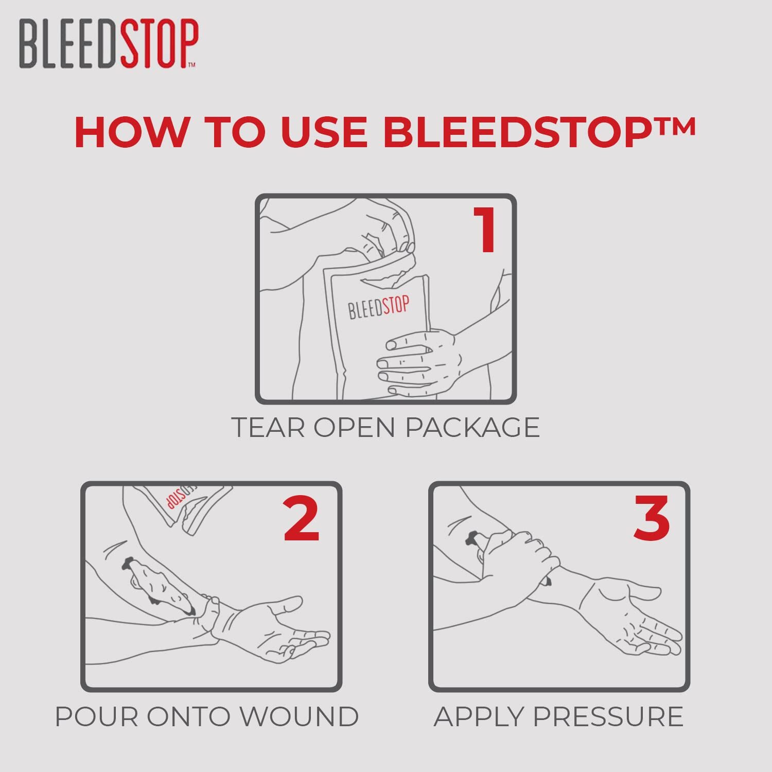 BleedStop™ First Aid Powder for Blood Clotting, Trauma Kit, 4 (15g) Pouches