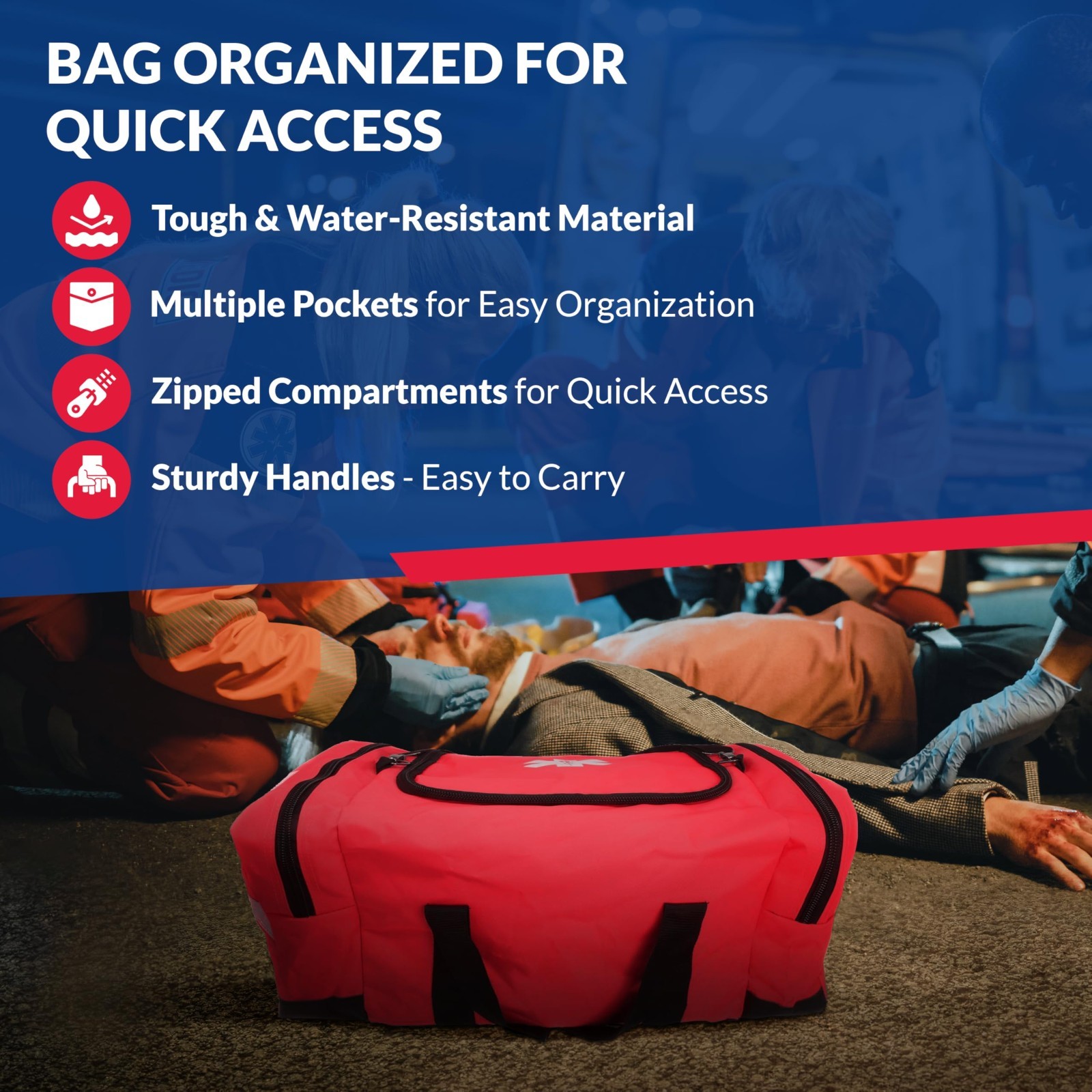 Comprehensive Trauma First Aid Kit – Portable First Responder Bag with Tools, Ga