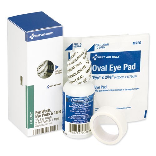 First Aid Only Eyewash with Eyepads and Adhesive Tape Refill, 4 Pieces