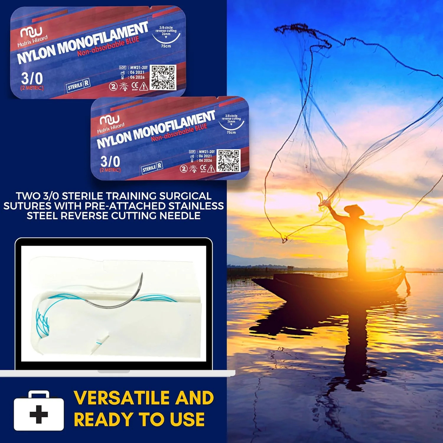 Matrix Wizard Sutures Thread with Needle, Disposable Stapler, Training Tools Plu