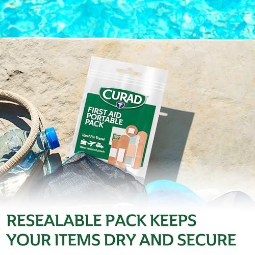 First Aid Kit 15 Count Portable Travel Pack 12 Packs Bandages Alcohol Pads