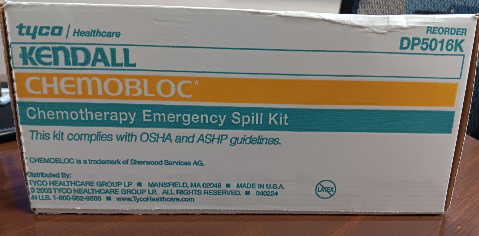 Kendall Chemobloc Chemotherapy Spill Kit Home Health Spill Kit DP5016K NEW