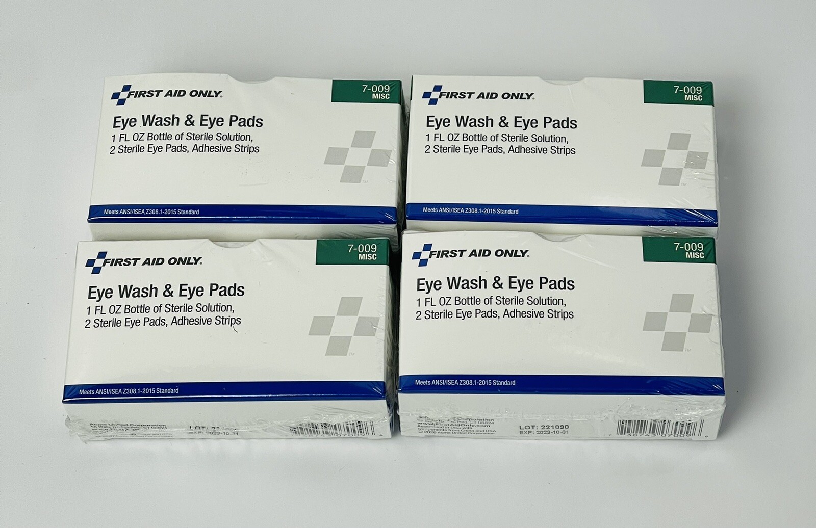 4 Kits 1 Oz Eye Wash Kit FIRST AID ONLY Eye flushing solution With Pads & Strips