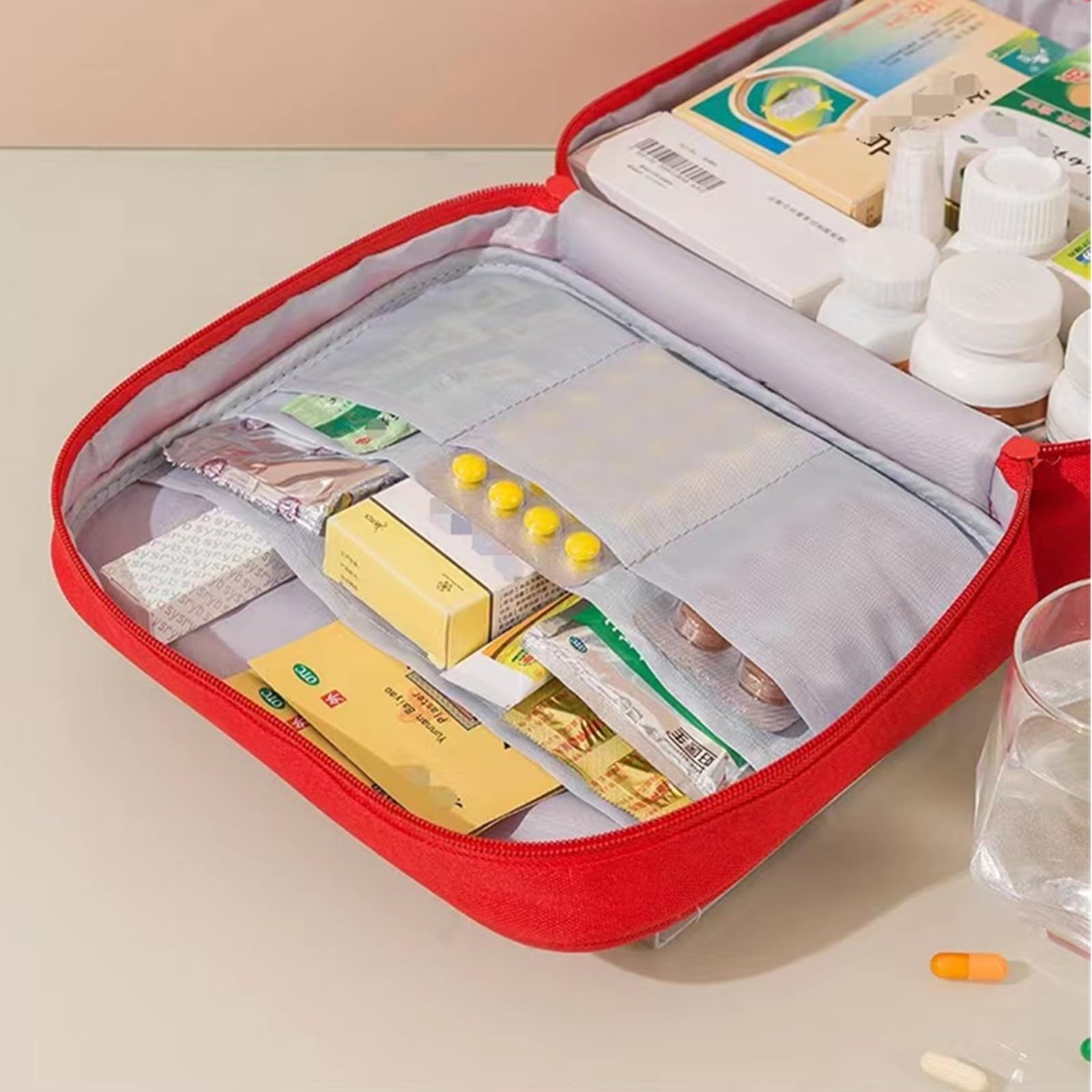 Red First Aid Bag Empty 1st Aid Bag Medical Travel Case First Responder Emerg…
