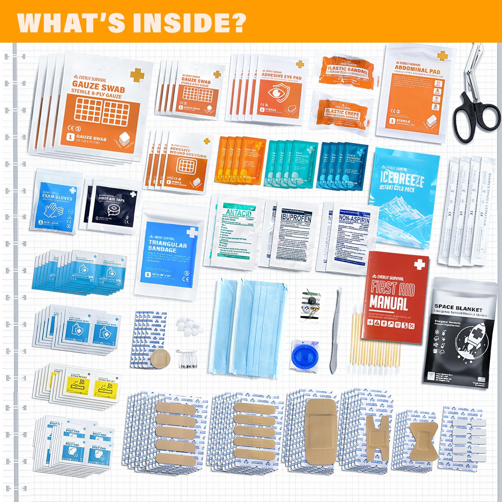 EVERLIT 400 Pcs OSHA Compliant First Aid Kit, Wall-Mountable Essential Clear