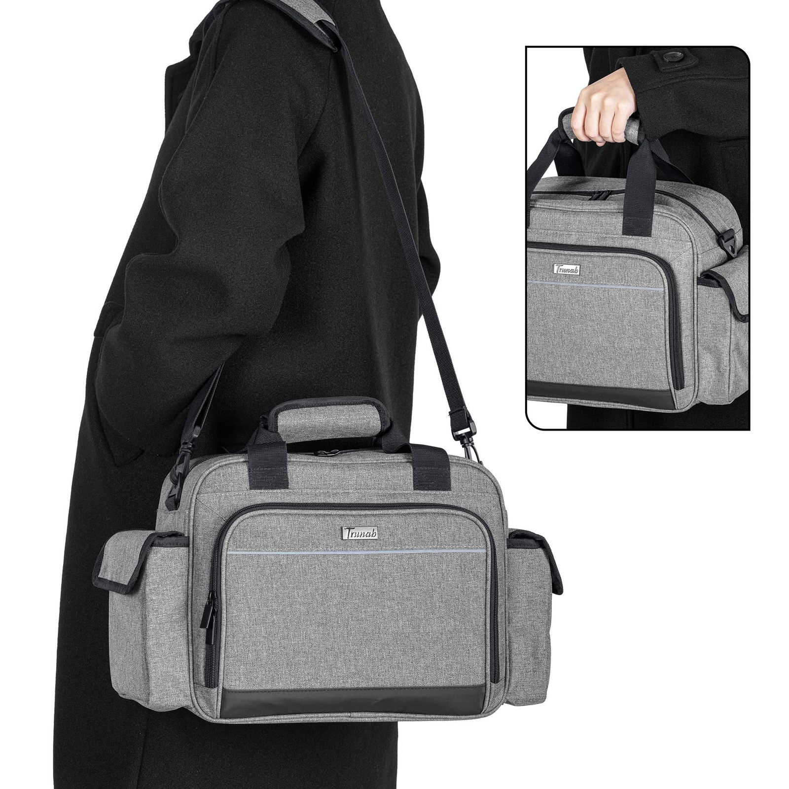 Trunab Home Health Nurse Bag Empty, Portable 1 Count (Pack of 1), Grey