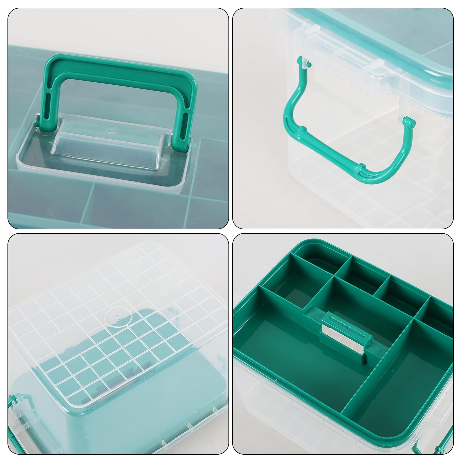 Waikhomes Plastic Divided First Aid Storage Box Kit, Portable Handled Clear