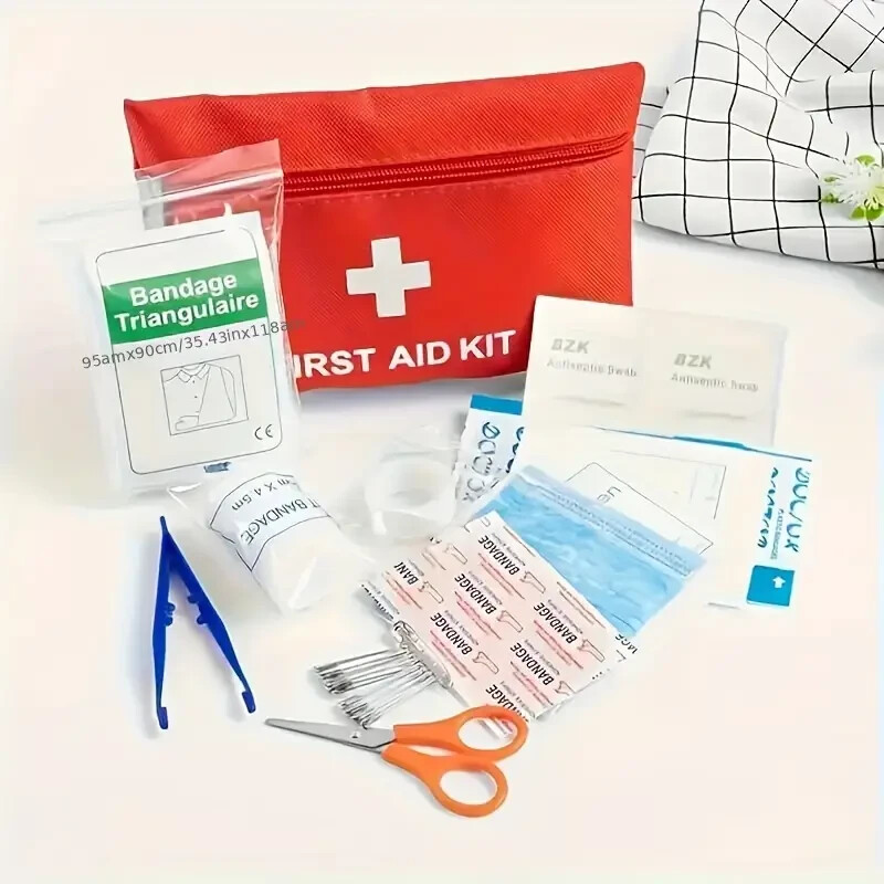 Complete First Aid Kit | Home, Car, Camping, Hiking | Portable & Durable | Red