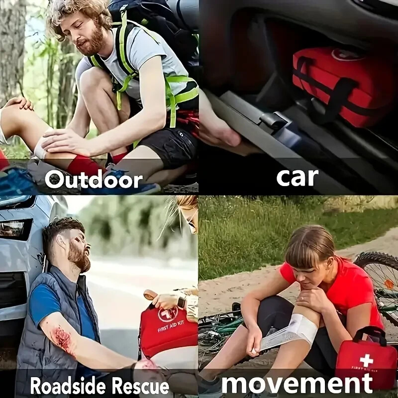 Complete First Aid Kit | Home, Car, Camping, Hiking | Portable & Durable | Red