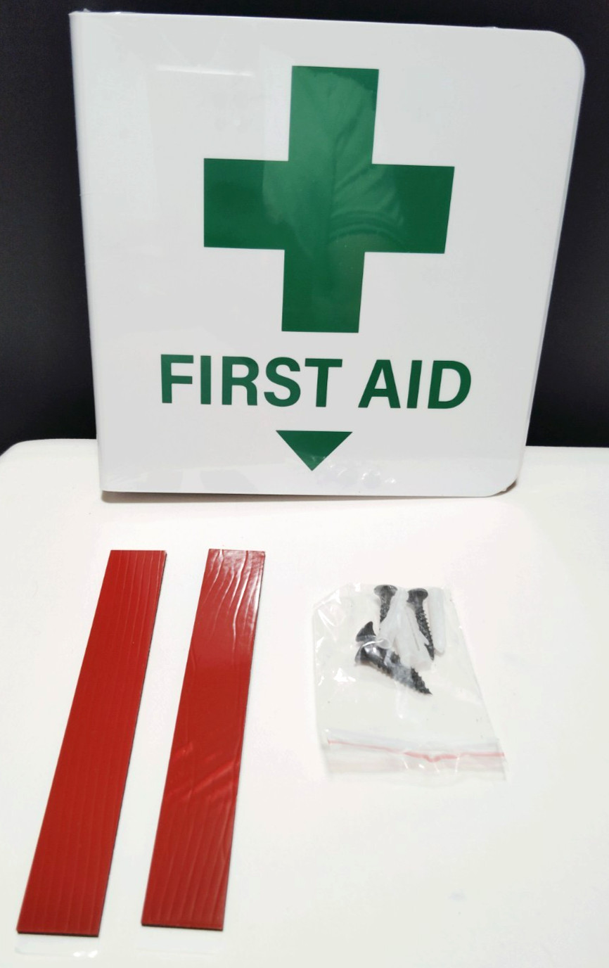 First Aid Location Signs 26 Pack 6in Square Hard PVC Green Cross Wall Mount New