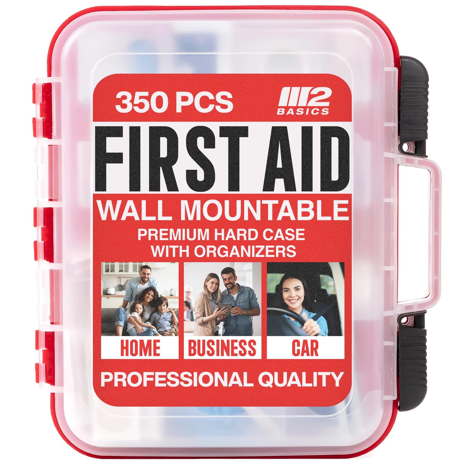 M2 BASICS Professional 350-Piece First Aid Kit – First Aid Kit for Car, Home,…