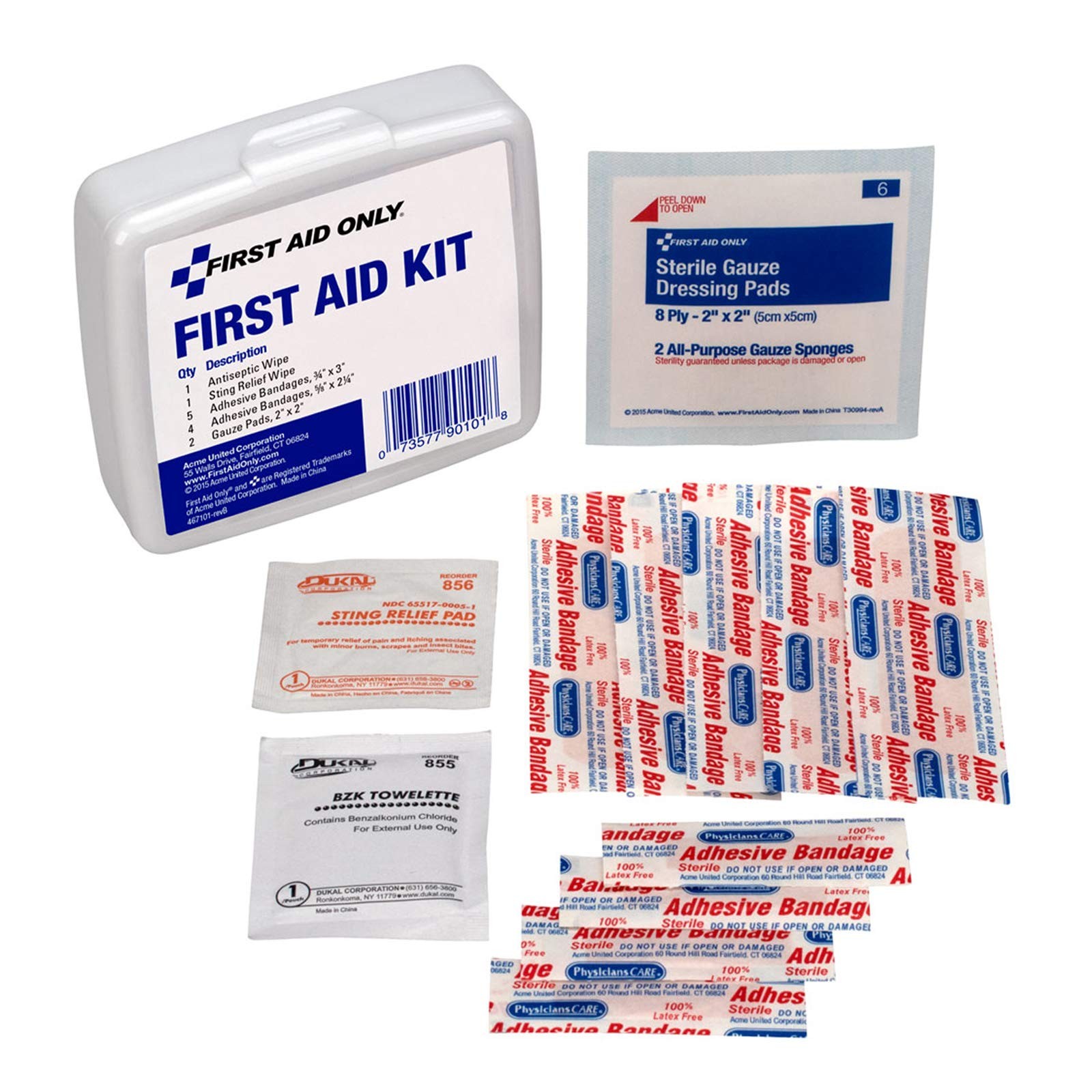 First Aid Only PhysiciansCare On-The-Go Emergency 13 Piece Set, White