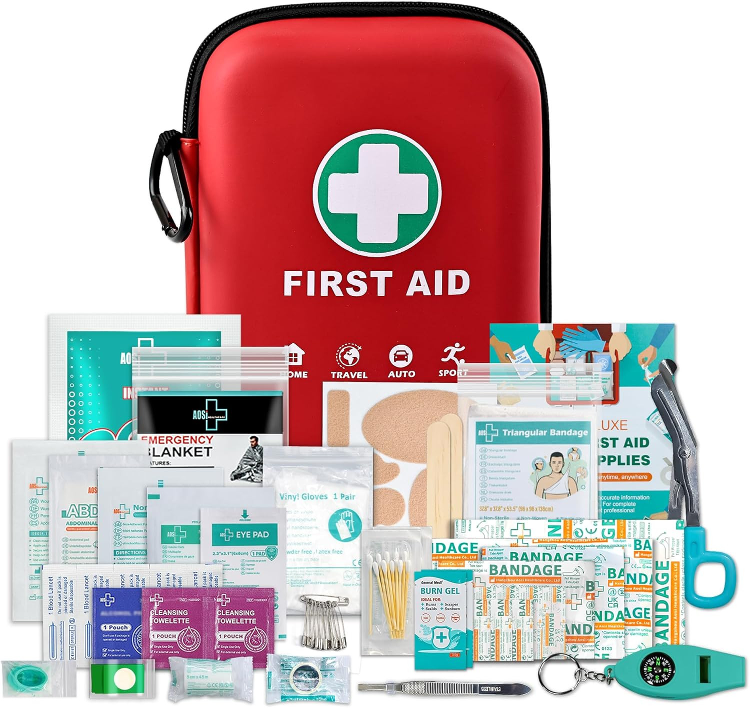 First Aid Kit – 170 Pieces Hard Case and Lightweight – Great for Travel, Home, O