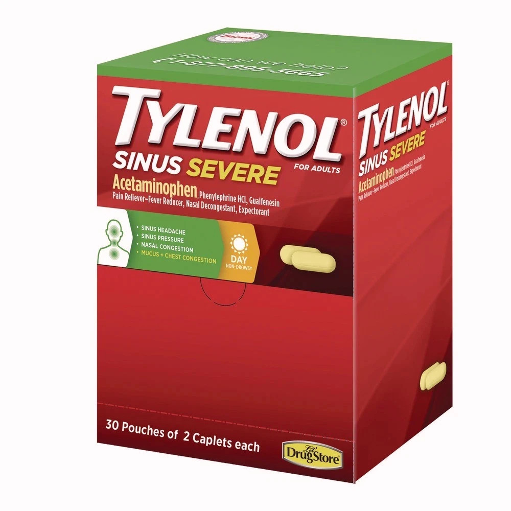 Tylenol 64578 Sinus Severe Acetaminophen Pain Reliever Caplet (30/Box) New