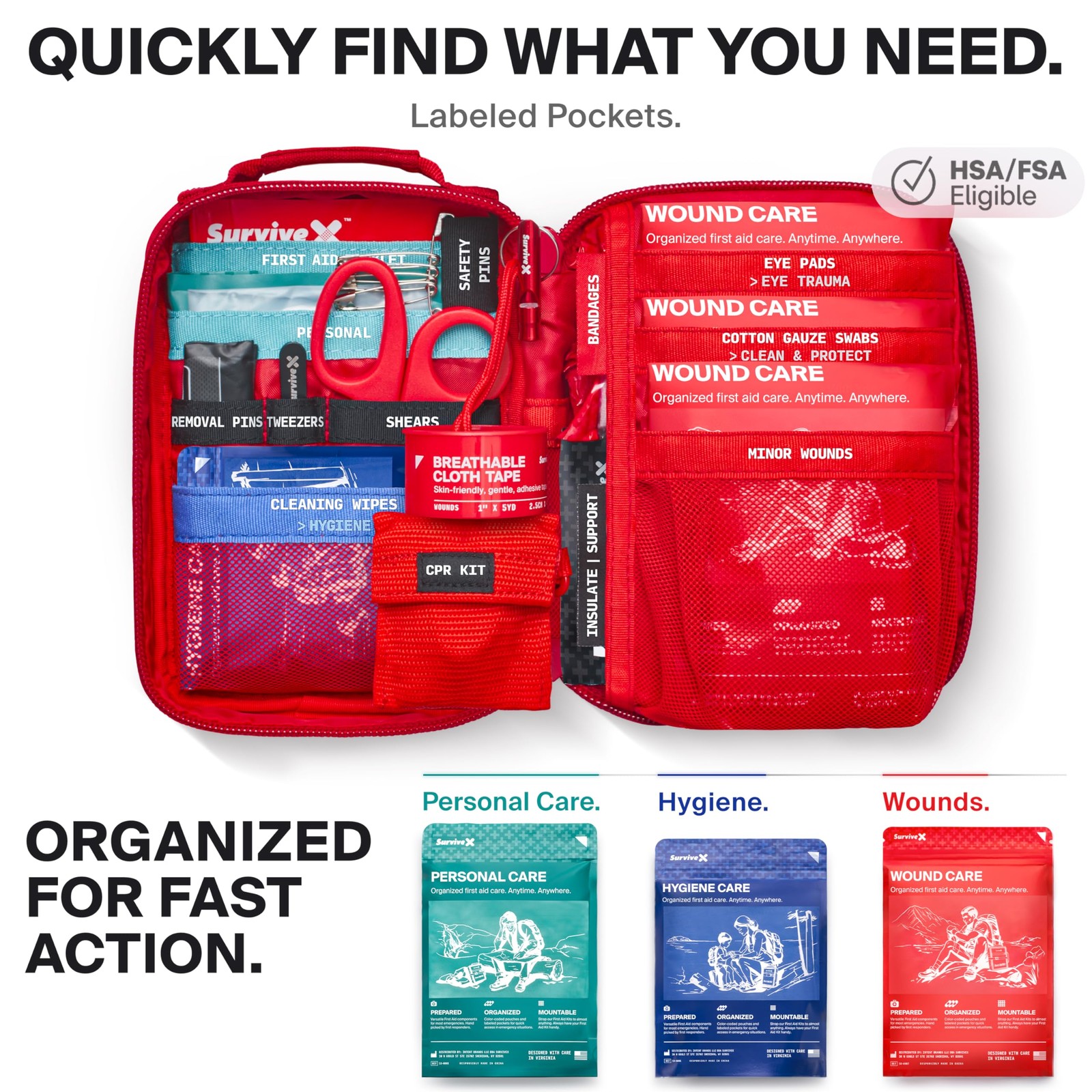 Small First Aid Kit for Car, Travel & Home – Kit for Hiking, Camping, Backpac…