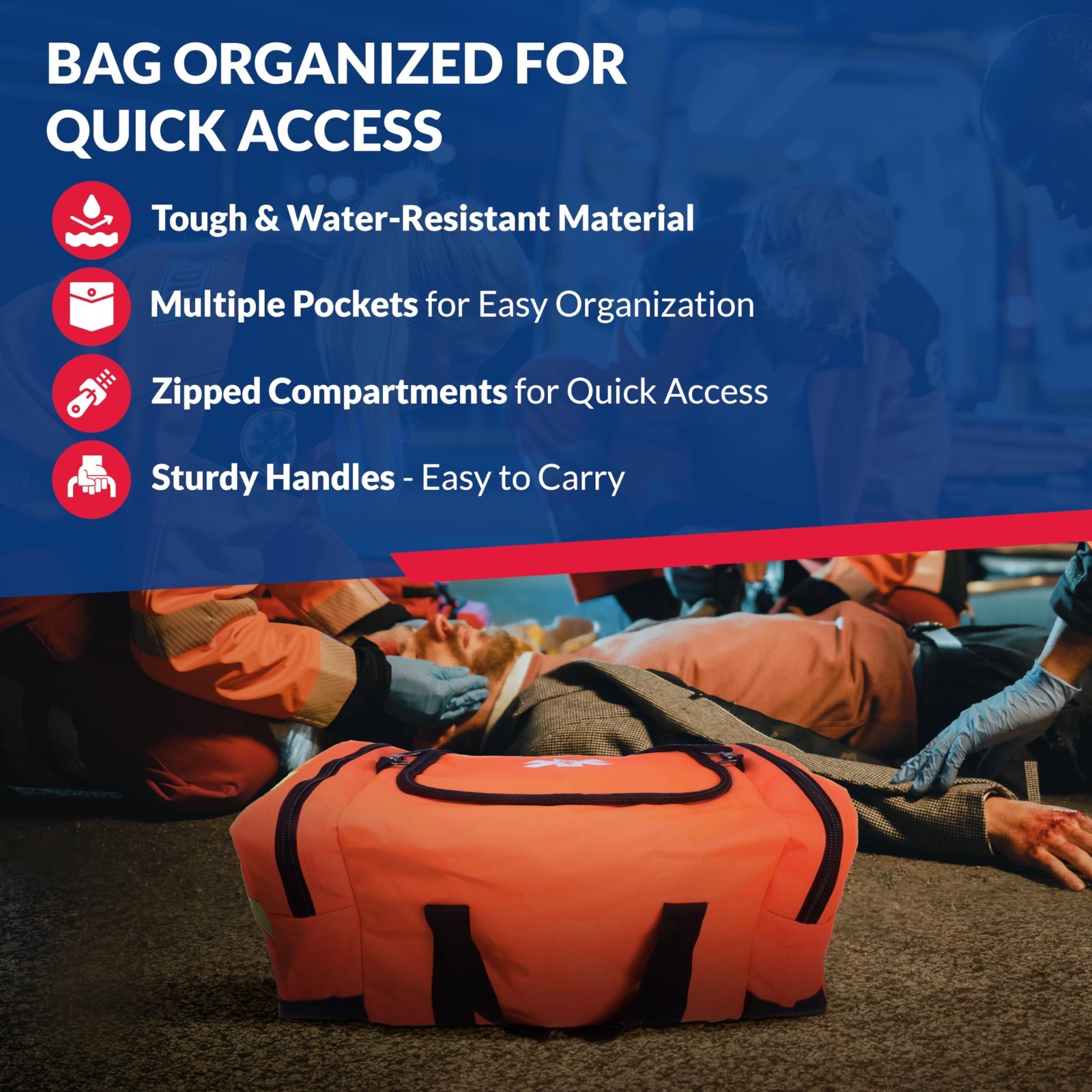 Comprehensive Trauma First Aid Kit – First Responder Bag with Tools, Gauze, Band