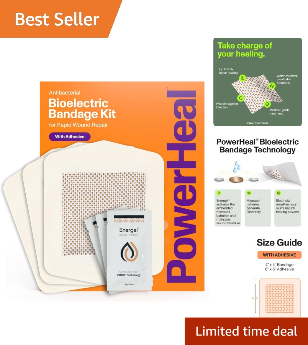 3-Pack Bioelectric Bandage & Hydrogel for Quick Wound Healing, 6" x 6" Size