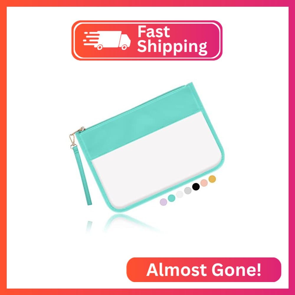 Iqimott Clear Zipper Pouch, DIY Clear Makeup Cosmetic Bag Purse for Women Girls,