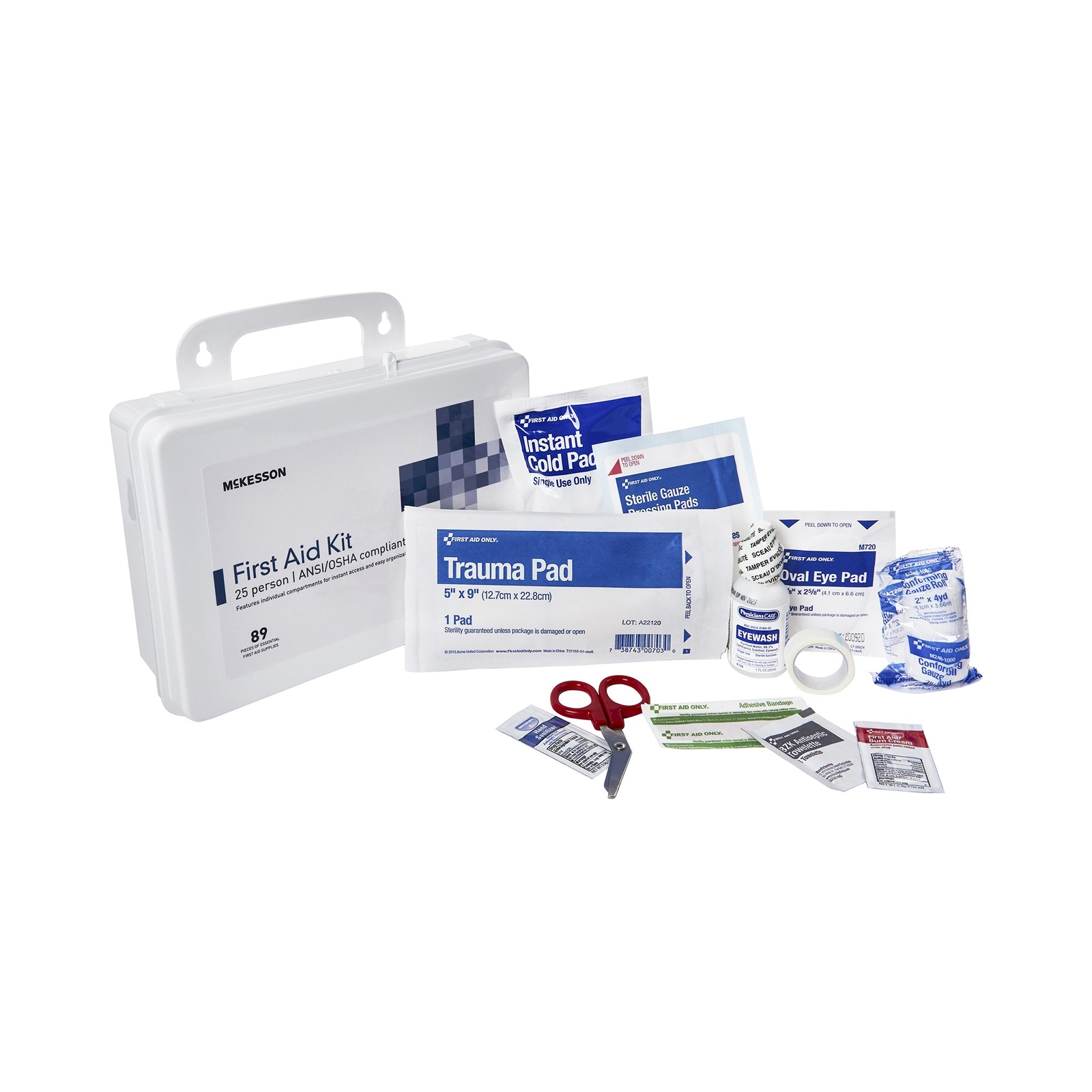 McKesson 25 Person Wall Mount First Aid Kit Plastic Case
