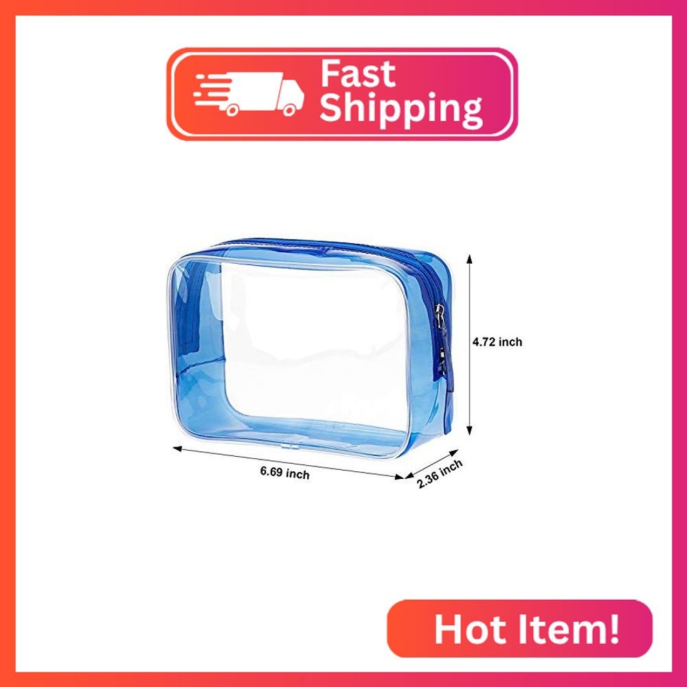 Pangda 5 Pack Clear PVC Zippered Toiletry Carry Pouch Portable Cosmetic Makeup B