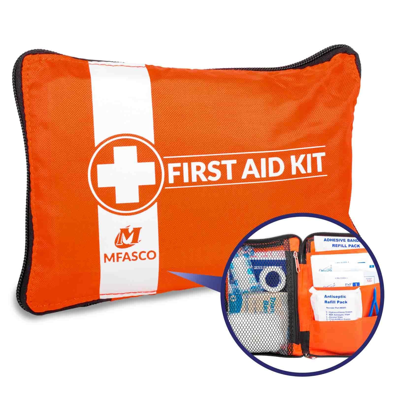 MFASCO First Aid Kit for Home, RV, Automotive – Compact Orange Pouch with…