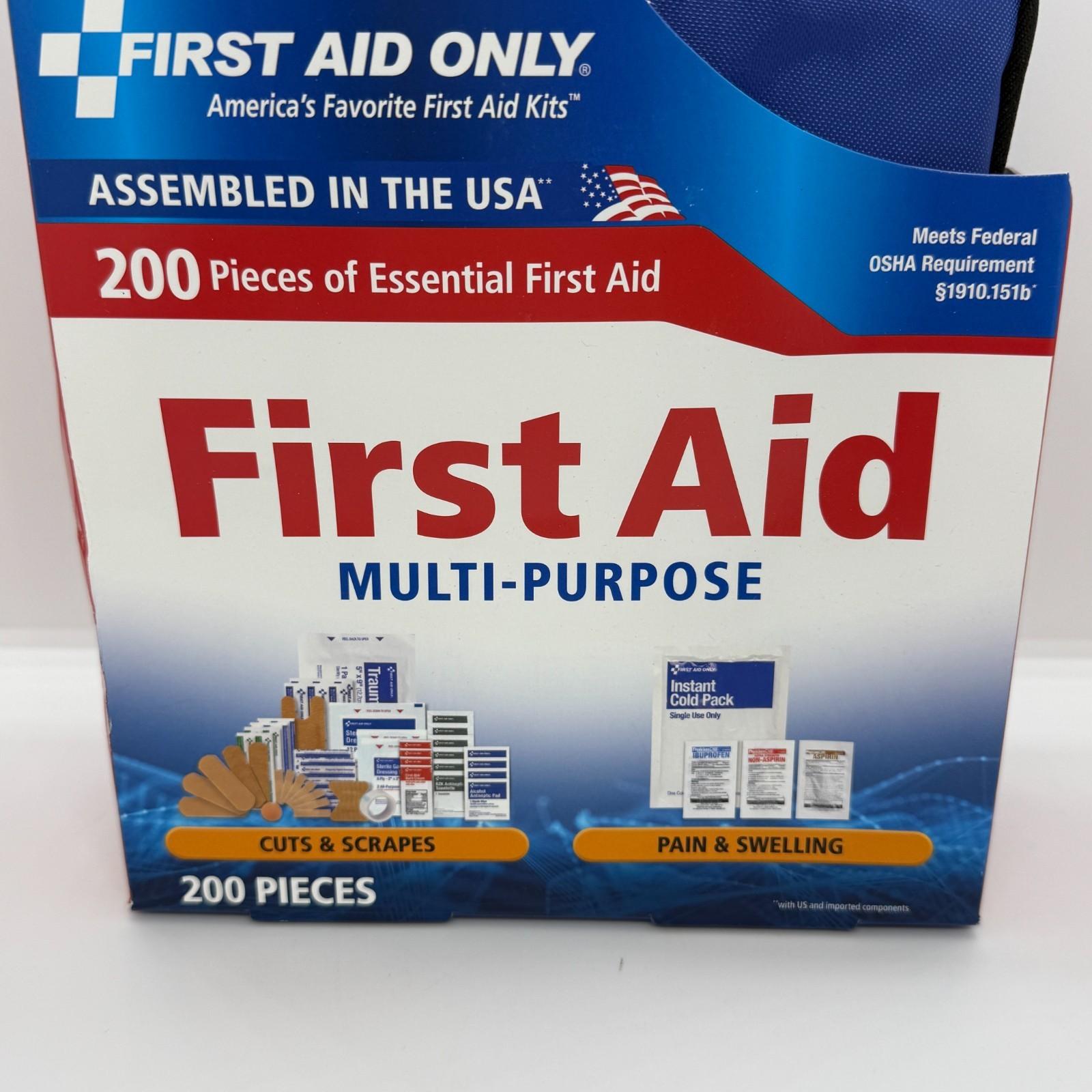 First Aid Only Brand First Aid Kit 200 Piece Blue Pouch Case New