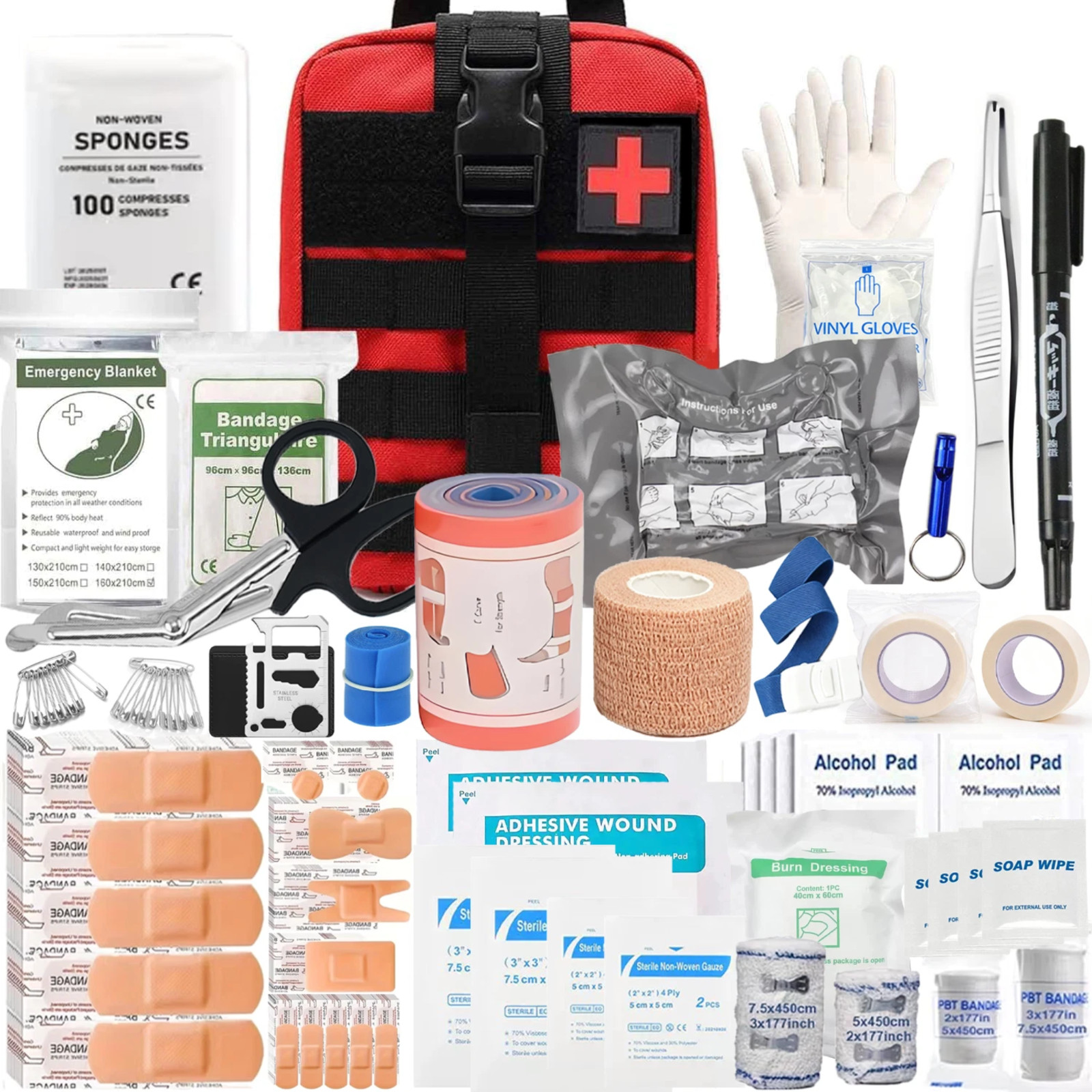 Emergency Trauma First Aid Kit – Tourniquet – Military Survival IFAK EMT Outdoor