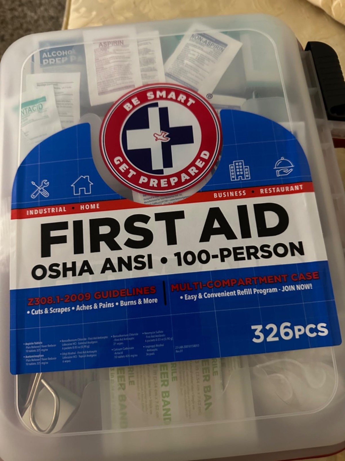 All-in-One First Aid Kit – 326 Items in Red Case Exceeding Safety Standards