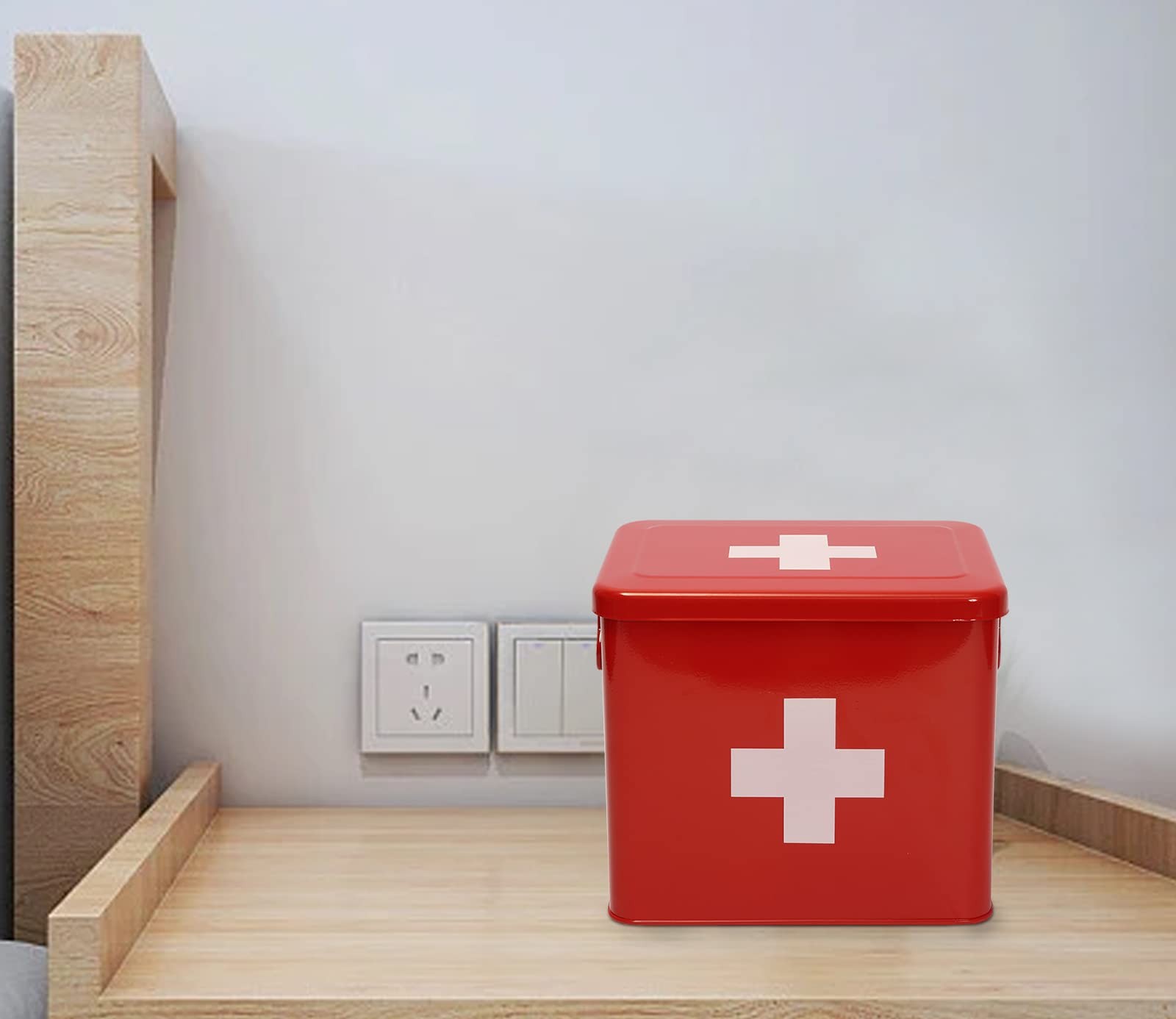 Xbopetda First Aid Kit, Medicine Supplies Bin – 23.5×18.5x18cm, Red