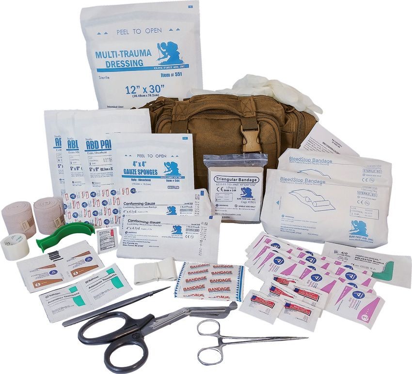 Elite First Aid 143T Rapid Response First Aid Kit Tan MOLLE Tactical Bag