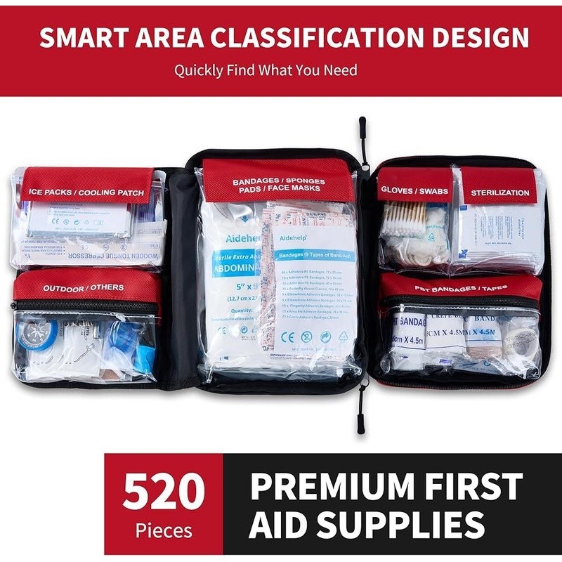 520 Piece First Aid Kit Portable Waterproof Emergency Medical Supplies Outdoor