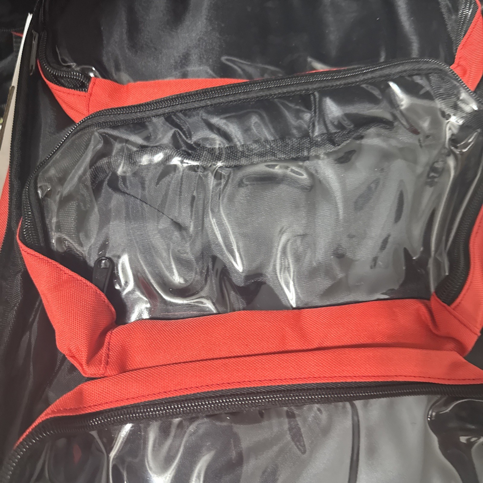 Red Portable First Aid Backpack Bag w/ Star of Life Symbol & Reflective Strip