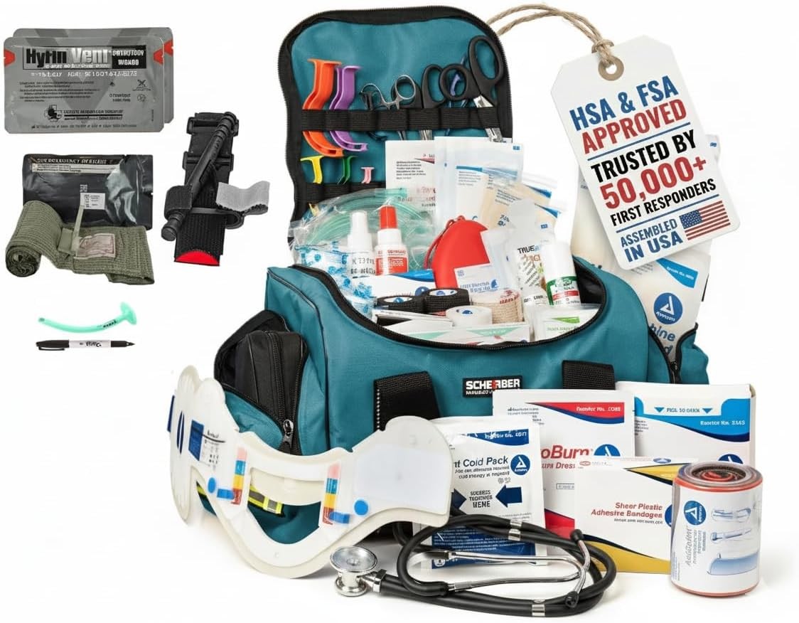 Fully-Stocked First Responder Bag Professional EMT/EMS Trauma & Bleeding Medical