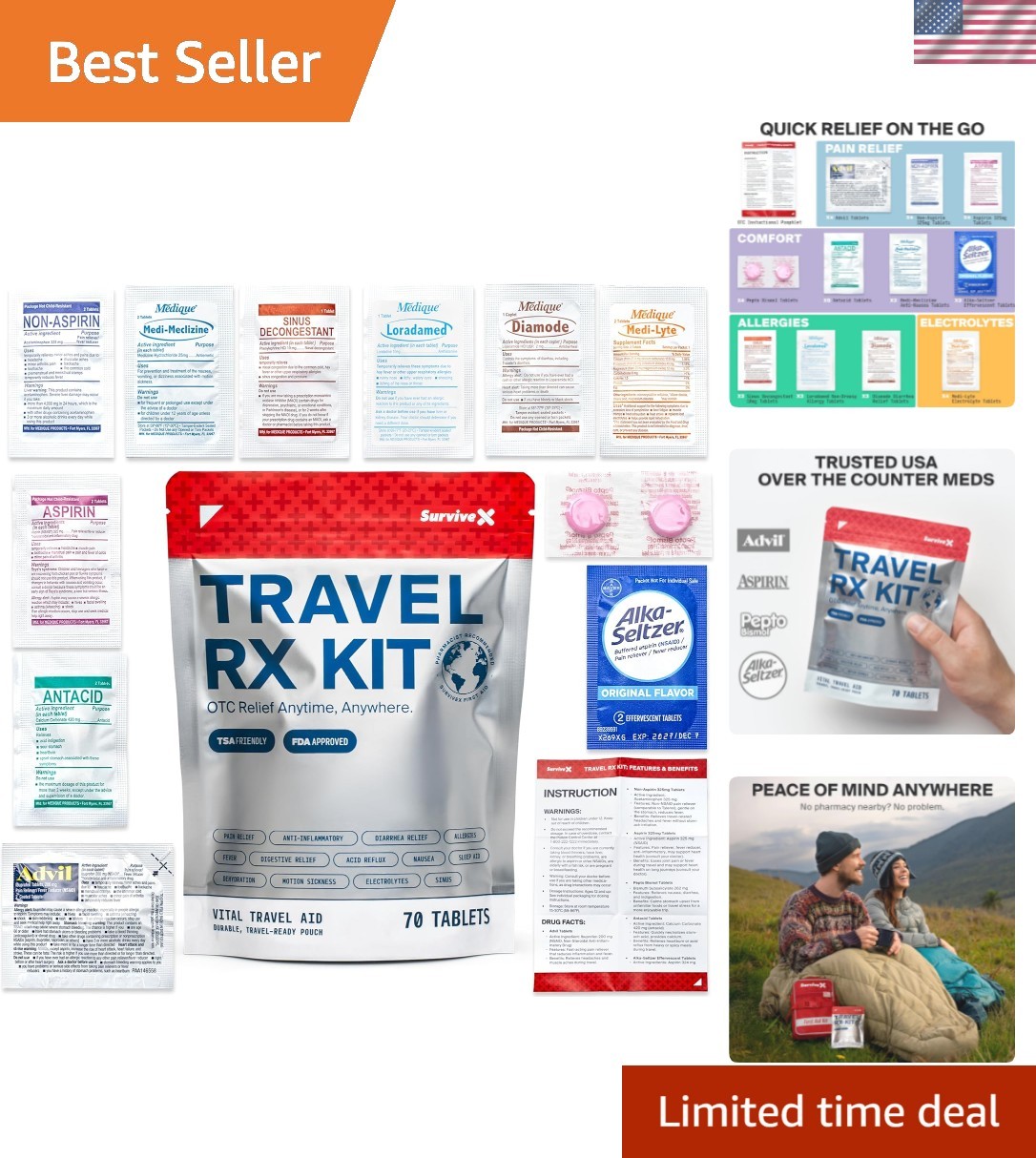 Travel Medicine Kit – Compact TSA-Approved Medication Pack for Travel, Campin…