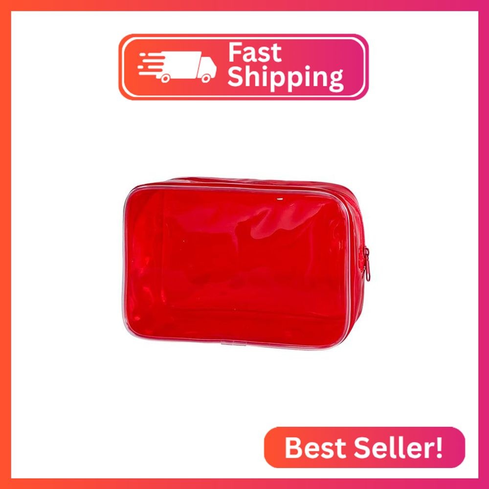 Neon Pouch Small, Makeup Bag, 7"x2.3"x4.7" Size TSA Approved Toiletry Bag, Clear