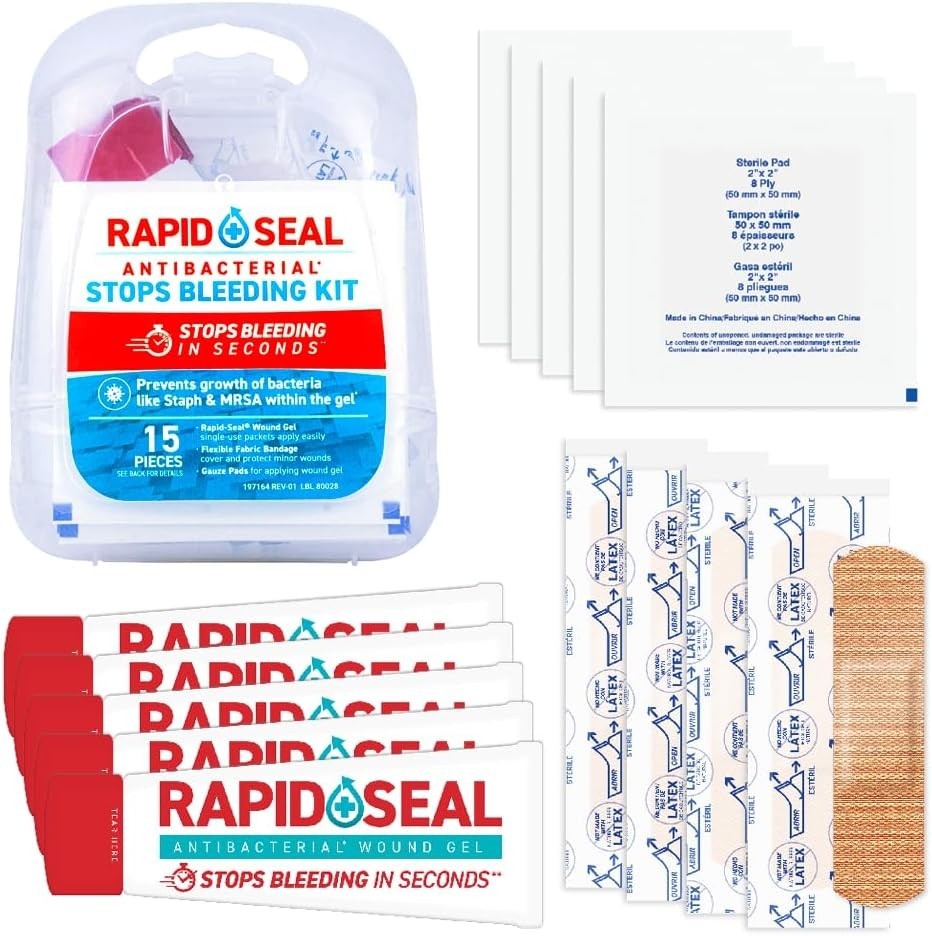 Rapid Seal 15pc Hemostatic First Aid Wound Care Kit | Stops Bleeding in Secon…