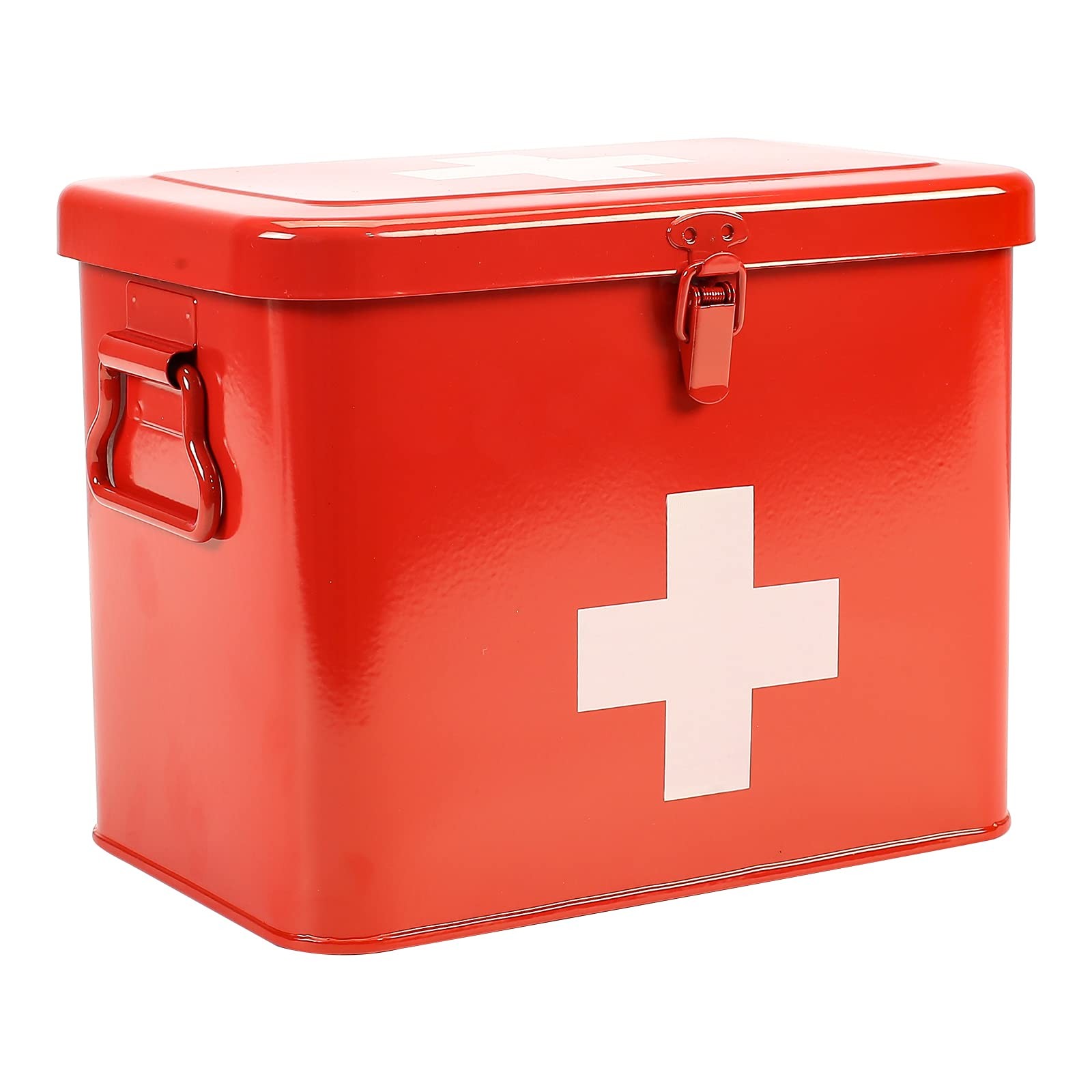 First Aid Kit, First Aid Medicine Supplies Bin – 2-Tier Metal Medicine Storag…