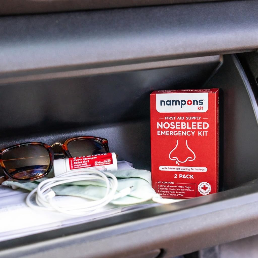Emergency Nosebleed Kit with Advanced Clotting Technology by Nampons. Kit Includ