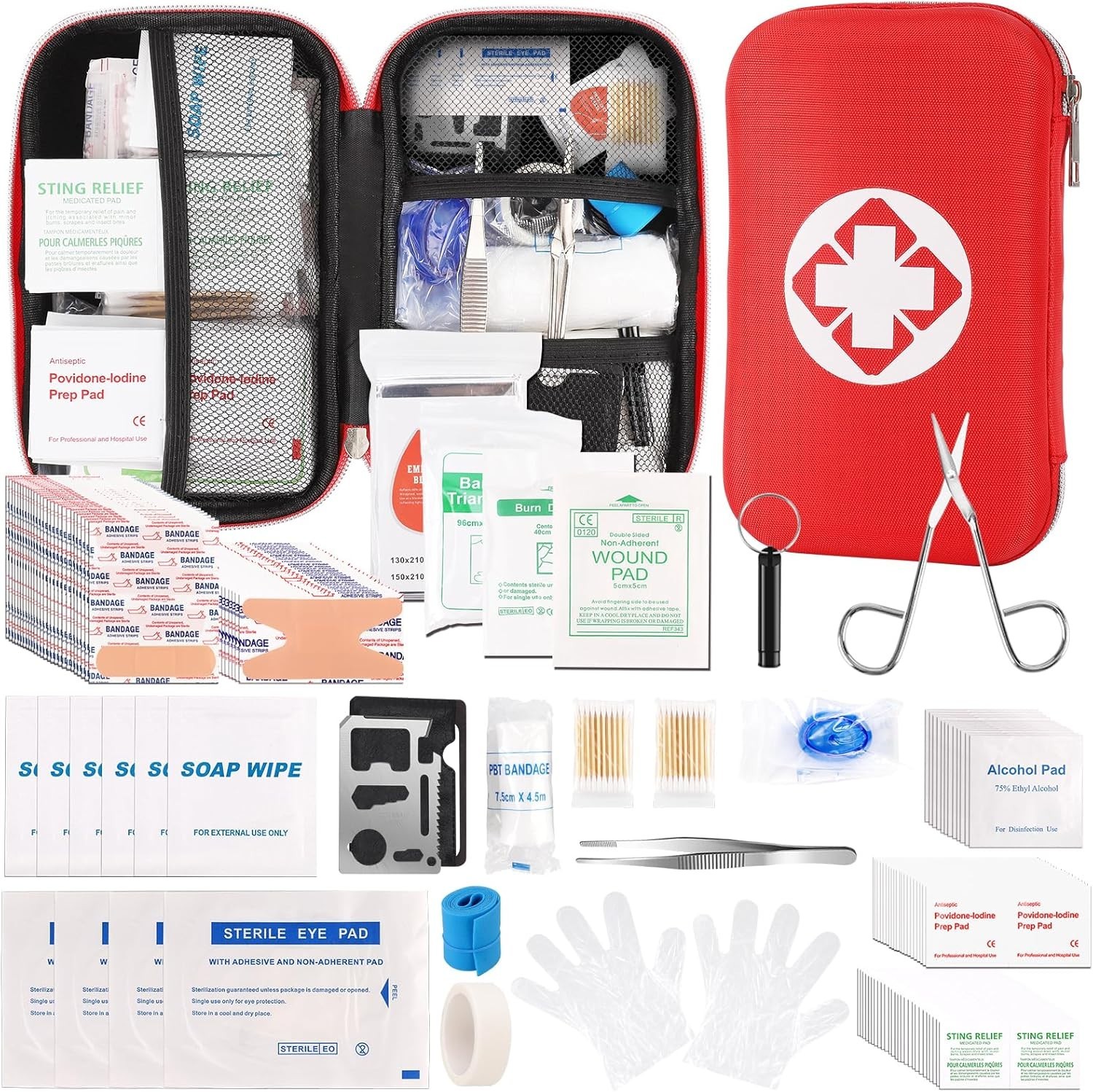 201 Pcs First Aid Kit,trauma Kit with Essential Emergency Medical Supplies