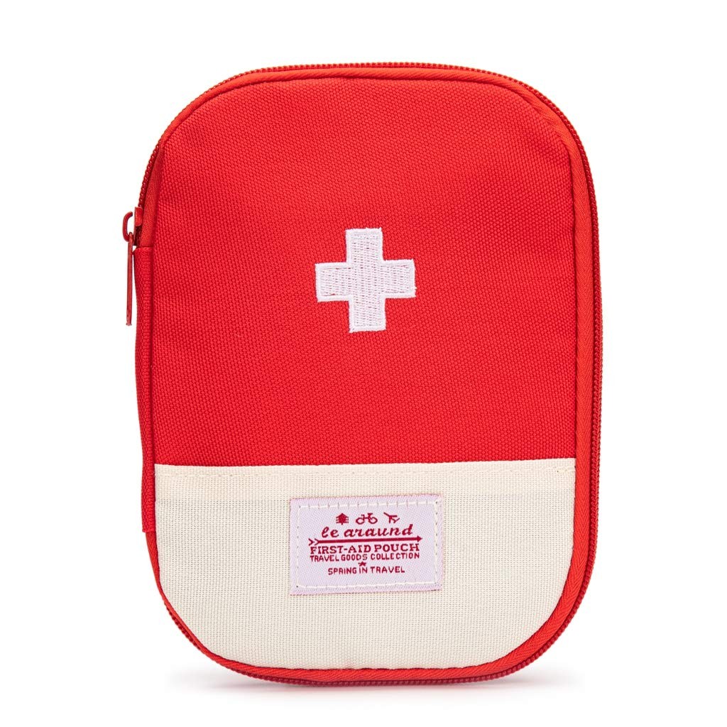 Red First Aid Bag Empty 1st Aid Bag Section Dividers Medical Travel Case Emer…