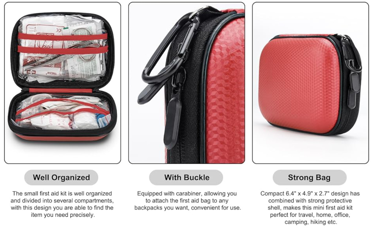 Mini First Aid Kit 150 Piece Waterproof Hard Case Travel Car Camping Emergency