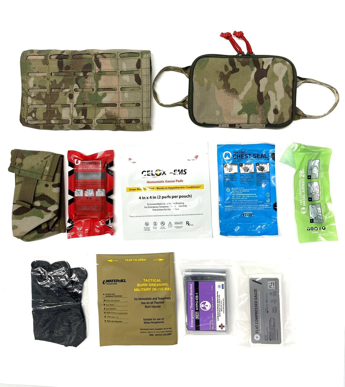 NEW IFAK Medical Trauma Molle Kit, Tactical MIL Belt Pouch -Stocked- Multi-Cam