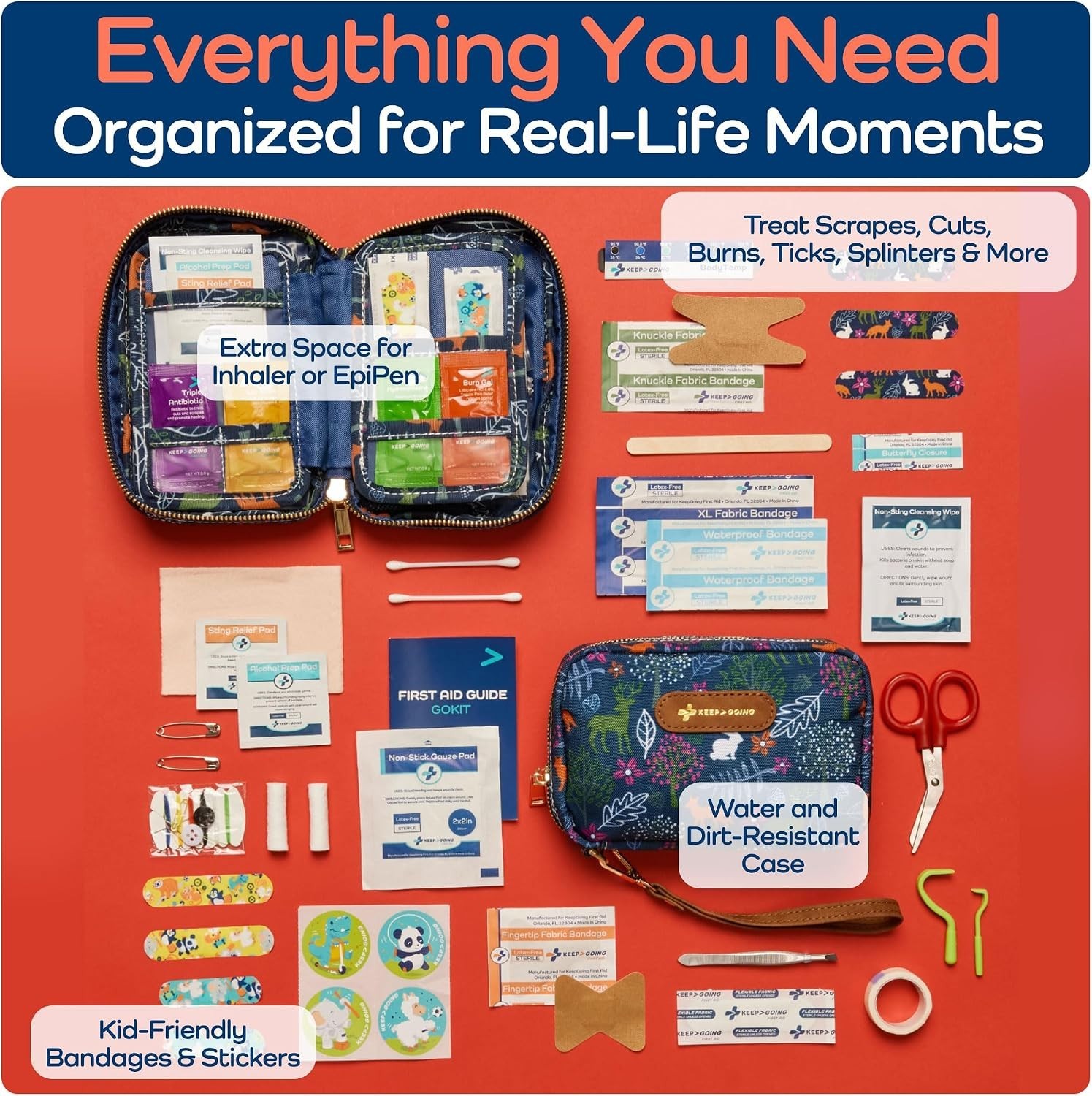Kids First Aid Kit 130 Pieces Includes Bandages Burn Ointment First Aid Guide