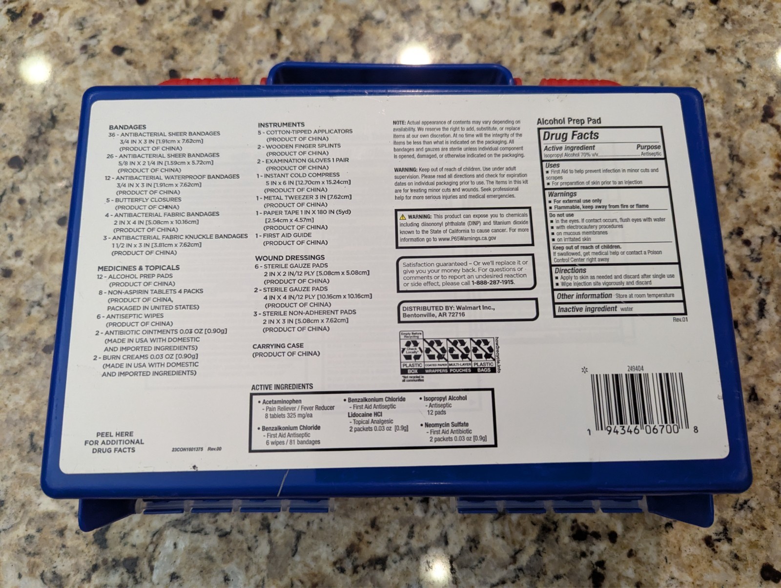 Equate All-Purpose First Aid Kit Home Essentials 140 Pieces Best By 06/2026