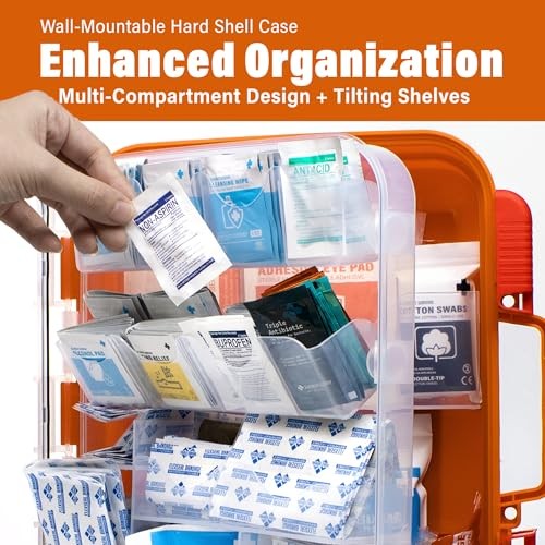 400 Pcs OSHA Compliant First Aid Kit, Wall-Mountable Essential Emergency Kit